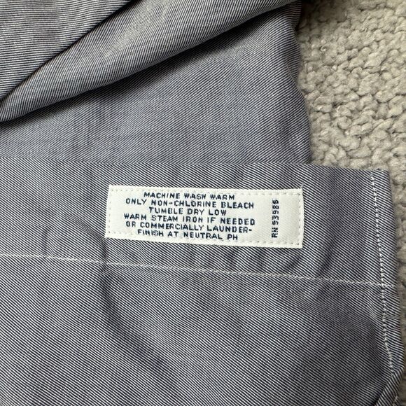 Brooks Brothers Vintage 90s Dress Shirt Mens 16.5 34 Blue Twill Egyptian Cotton - Picture 6 of 14